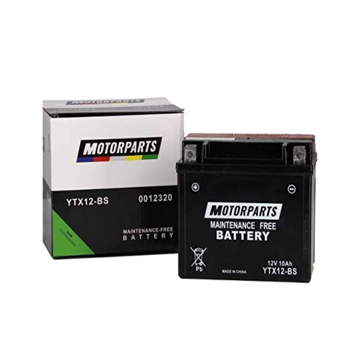 Batteria Motorparts YTX12-BS 12V 10Ah Sigillata con acido a
