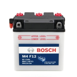 Batteria Bosch M4 F12 6N11A-3A con acido a corredo 6V-11Ah per Lambretta Innocenti 150 Moto Guzzi TS 250