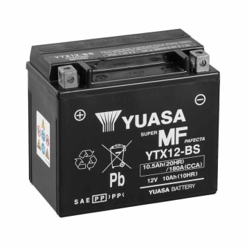 Batteria Yuasa YTX12-BS Sigillata con acido a corredo 12V 10Ah per Honda, Piaggio, Benelli, BMW, Suzuki