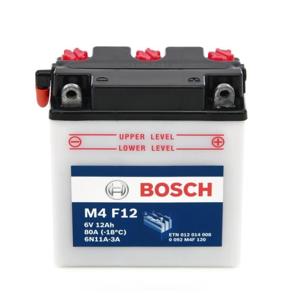 Batteria Bosch M4 F12 6N11A-3A con acido a corredo 6V-11Ah per Lambretta Innocenti 150 Moto Guzzi TS 250 - Batterie