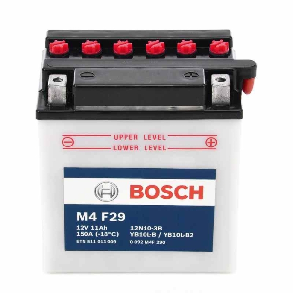 Batteria Bosch M4F29 YB10L-B 12 V 11 A con acido a corredo per Yamaha Rs 125 Piaggio 125 200 250 Suzuki 550 Gilera 125 180 - Batterie
