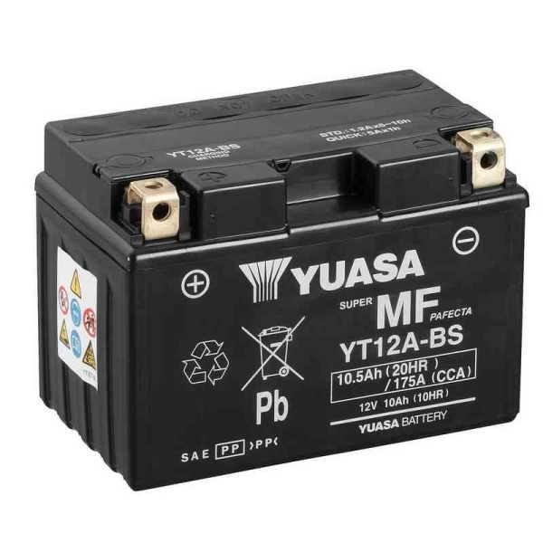 Batteria Yuasa YT12A-BS 12V 9.5AH sigillata con acido a corredo per  Aprilia 1000 Suzuki  650 750 950 1000 1200 1300 Piaggio 200 Sym 300 Kawasaki 600 1000 - Batterie