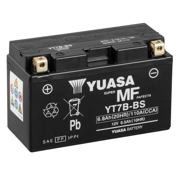 Batteria Yuasa YT7B-BS (Sigillata Con Acido A Corredo) 12V 6.5AH per Ducati Monster, Hypermotard, Yamaha Majesty 125-250 - Batterie