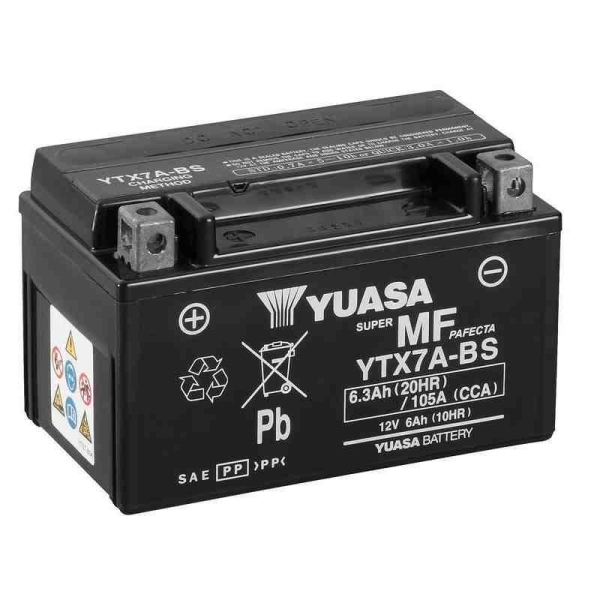 Batteria Yuasa YTX7A-BS 12V 6AH Sigillata con acido a corredo Kymco 50 125 150 Suzuki 125 150 250 400 450 - Batterie